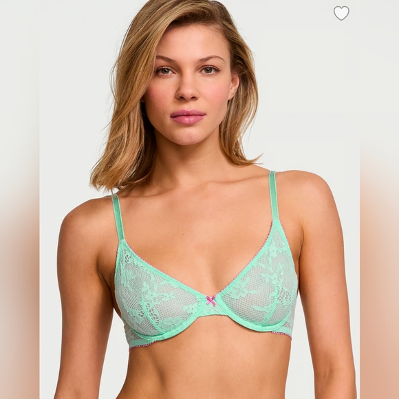 NWT Victoria's Secret Aqua Lace Bra and Panty Set - Picture 1 of 5